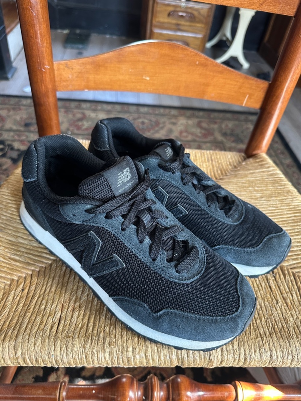 New Balance Black & white Mesh Suede Running Shoes